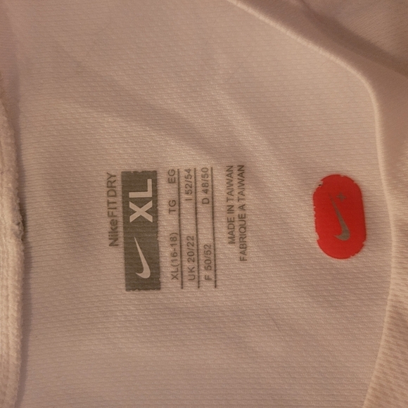 Nike Dri Fit White with Pink Trim Short Sleeve Top XL - Picture 5 of 7